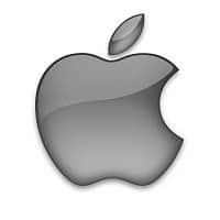 A gray, metallic apple logo with a bite taken out of the right side and a leaf on top is displayed on a white background, symbolizing IT Services Contra Costa County's commitment to innovation and technology excellence.