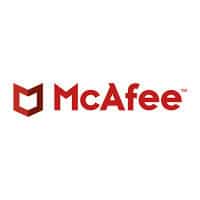 Red "McAfee" logo with a stylized shield icon on the left, representing cybersecurity services in Contra Costa County.